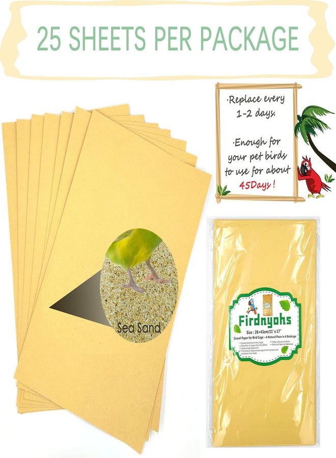 Firdnyohs 25PCS Gravel Paper for Bird Cage,11" x17" Bird cage Liner Gravel Paper Special for Bird Cage in sea Sand-Great for Hard-Billed Birds Safe& Clean & Easy for Improved Digestion… - Image 2